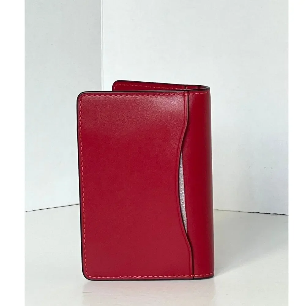 Coach CJ728 Mens Poppy Red Leather Bifold ID Wallet